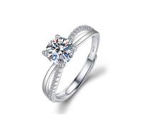 TOEECY Anillos Mujer 925 Ley Plata Ajustable Anillo Zirconia Cúbica Moissanita Joyeria Regalos Aniversarios Boda Compromiso San Valentín Promesa Familia Romántico Mujeres Niñas (#4)