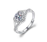 TOEECY Anillos Mujer 925 Ley Plata Ajustable Anillo Zirconia Cúbica Moissanita Joyeria Regalos Aniversarios Boda Compromiso San Valentín Promesa Familia Romántico Mujeres Niñas (#3)