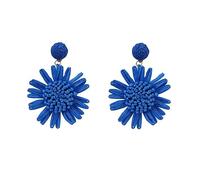 TOEECY Pendientes de Ratán para Mujer Niñas Flores Boho Aro Grandes Colgantes Pendientes a Mano Flower Earrings Trenzado Pendientes Retro Pendientes para Viajes Playa (Azul)