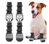 TOEECY Calcetines Perro 4 Piezas Antideslizantes Control de Tracción Uso en Interiores o Exteriores con Correas Ajustables para Perros Pequeños a Grandes (M)