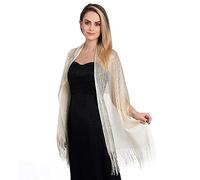 TOEECY Chales Estolas Bufanda Metálicos Brillantes para Mujer con Hebilla Chal Elegante Glitter Estola Ligera Fulares Shawl con Flecos para Bodas Bridemaids Vestido de Fiesta Partido (Champán Oro)