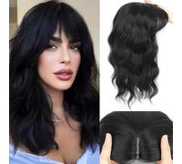 TOEECY Coleta Postiza Pelo Natural Ondulado para Mujer Extensiones de Pelo Natural con Clips Moños Postizos para Estilo Diario y Eventos Especiales (Negro)
