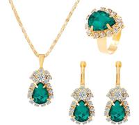 TOEECY Collar y Pendientes Mujer Swarovski Joyeria Conjunto Elegante para Regalo Cumpleaños Mujer(Verde)