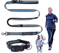 TOEECY Conjunto Correa Elástica Reflectante Ajustable Nylon Resistente Collar Adiestramiento Perros Medianos Grandes Paseo Running Deportivo