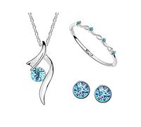 TOEECY Conjunto de joyas para mujer collar y pendientes con cristales azules set de joyería elegante pulsera y pendientes a juego accesorios de moda para todas ocasiones