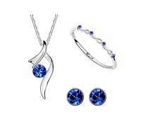 TOEECY Conjunto De Joyas Para Mujer Collar Y Pendientes Con Cristales Azules Set De Joyería Elegante Pulsera Y Pendientes A Juego Accesorios De Moda Para Todas Ocasiones