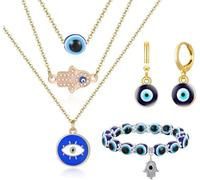 TOEECY Conjunto de joyería de Ojo Turco y Mano de Fátima collar y pulsera de protección diseño elegante para mujer joyería moderna y atractiva
