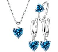 TOEECY Conjunto Joyas Corazón Cristal Brillante Collar Pendientes Anillo Plata Elegante Mujer Accesorios Ajustable