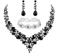 TOEECY Conjunto Joyas Nupciales Cristales Champán Collar Pendientes Pulsera Elegante Brillante Adornos Mujer Accesorios Ceremonia