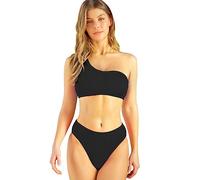 TOEECY Conjuntos de Bikinis para Mujer Push Up Un Hombro Cintura Alta Traje De Baño Acolchados Retro Bañador 2 Piezas Bikinis Viajes Playa La Natacion (Negro,XL)