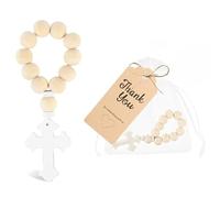 TOEECY Cruz De Madera Cuentas Cruzadas Para Pulseras Con Bolsa Gasa Regalos Primera Comunion Niño Decoración De Moda Cruz Para El Bautismo De Niños Y Niñas Oración