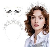 TOEECY Diadema Estrellas Mujer Diadema Carnaval Niña Peinados Divertidos Diademas De Diamantes Diadema De Corona Reina Accesorios De Fiesta Para El Pelo De Las Mujeres(Plata)