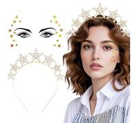 TOEECY Diadema Estrellas Mujer Diadema Carnaval Niña Peinados Divertidos Diademas De Diamantes Diadema De Corona Reina Accesorios De Fiesta Para El Pelo De Las Mujeres(Dorado)