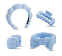 TOEECY Diadema Mujer Pinzas pelo Maquillaje Muñequeras Skincare Lavarse la Cara Set Esponja Rizo Suave Elásticas Cuidado de la Piel Antideslizante Para Femenino de la Piel Baño y Ducha SPA Yoga