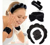 TOEECY Diadema Mujer Pinzas pelo Maquillaje Muñequeras Skincare Lavarse la Cara Set Esponja Rizo Suave Elásticas Cuidado de la Piel Antideslizante Para Femenino de la Piel Baño y Ducha SPA Yoga