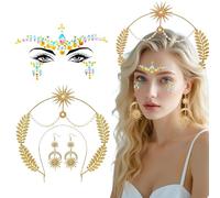 TOEECY Diadema Sol Con Pendientes De Luna Diadema Divertida Carnaval Diadema Mujer Tocados Para Ceremonias De Boda Las Diademas Para Mujer Son Adecuadas Para Fiestas De Cumpleaños(Dorado)