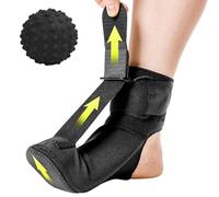 TOEECY Férula Nocturna para Fascitis Plantar con Correas Ajustables y Pelota de Masaje Soporte Transpirable para Alivio del Dolor en Fascitis Plantar y Tendinitis de Aquiles (Negro/S)