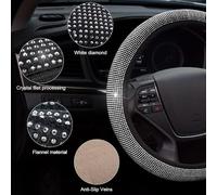 TOEECY Funda Volante Coche con Brillantes Diamantes de Cristal Elástica Universal Volante Coche 36-39cm Antideslizante Ajuste Protector Volante Coche para Mujeres Oro