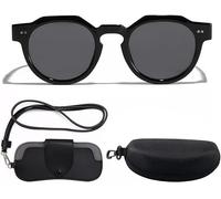 TOEECY Gafas De Sol Mujer UV400 Lentes De Sol Para Hombre Oculos Retro Con Montura Redonda Incluye Bolsa De Bolsa Y Estuche Para Sunglasses Women Regalos Clásicos(Negro)