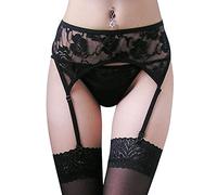 TOEECY Liguero Medias Mujer Encaje Floral Transparente con Tirantes Ajustables Sujetador de Medias Elegante Sexy Rejilla para Medias Altas Diseño Clásico