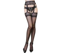 TOEECY Medias para Mujer Sexy Medias de Liga de Encaje Lencería Erótica Stocking Medias Hasta el Muslo (#1)