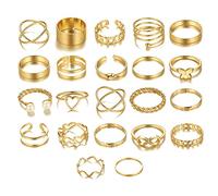 TOEECY Nudillos Anillos Mujer Oro Juego Abiertos Apilables Serpiente Anillo Ajustable Forma Vintage Regalo de Joyería (22Pcs)