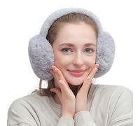 TOEECY Orejeras Invierno para Mujer Cálido Orejeras Plegables Suaves Ajustable Orejeras de Felpa Unisex Anti-frío Earmuffs Moda Accesorio de Esquí Regalo para Damas Niñas (Gris)