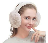 TOEECY Orejeras Invierno para Mujer Cálido Orejeras Plegables Suaves Ajustable Orejeras de Felpa Unisex Anti-frío Earmuffs Moda Accesorio de Esquí Regalo para Damas Niñas (Beige)