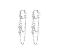 TOEECY Pendientes Mujer Aro Plata de Ley 925 Circonita Cadena Oro Pendientes Dorados Minimalistas Pendientes de Borla Colgante Par Aretes de Moda Sencillos Plata B