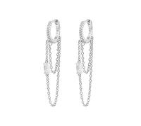 TOEECY Pendientes Mujer Aro Plata de Ley 925 Circonita Cadena Oro Pendientes Dorados Minimalistas Pendientes de Borla Colgante Par Aretes de Moda Sencillos Plata C