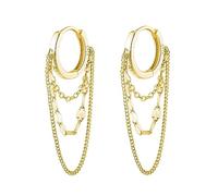 TOEECY Pendientes Aro Pequeño Plata Cascada Cadenas Multicapa Estilo Minimalista Elegante Joyería Mujer