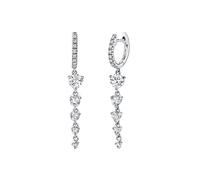 TOEECY Pendientes Mujer Aro Plata de Ley 925 Circonita Cadena Oro Dorados Minimalistas de Borla Colgante Par Aretes de Moda Sencillos Plata D