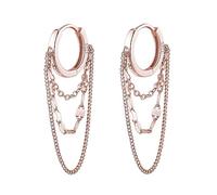 TOEECY Pendientes Aro Pequeño Plata Cascada Cadenas Multicapa Estilo Minimalista Elegante Joyería Mujer
