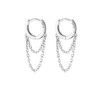 TOEECY Pendientes Aro Plata 925 Cascada Cadena Colgante Elegante Joyería Mujer Estilo Minimalista Aros Pequeños
