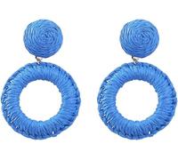 TOEECY Pendientes Circulares Tejidos Artesanales Raffia Bohemios Ligeros Colgantes Mujer Accesorios Joyas Verano