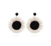 TOEECY Pendientes de Ratán de Girasol para Mujer Gota Statement Florales Colgantes Pendientes Joyas de Playa para Mujeres y Niñas (Blanco)
