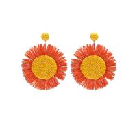 TOEECY Pendientes de Ratán de Girasol para Mujer Gota Statement Florales Colgantes Pendientes Joyas de Playa para Mujeres y Niñas (Naranja)