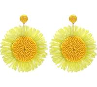 TOEECY Pendientes de Ratán de Girasol para Mujer Gota Statement Florales Colgantes Pendientes Joyas de Playa para Mujeres y Niñas (Amarillo)