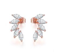 TOEECY Pendientes Mujer Plata 925 con Cristales Brillantes Elegantes Pendientes Dorados para Mujer Joyería de Moda para Fiestas y Eventos Especiales(Rosa Oro)