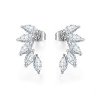 TOEECY Pendientes Mujer 18K Chapado Oro Rosa Platino Hipoalergénicos Alto Pulido Alas de Angel Circonita Cúbica Joyas Joyeria Fiesta Niñas Madre Regalos De San Valentín (Plata)