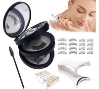 TOEECY Pestañas Postizas Magnéticas Reutilizables Juego de 3 Pares con Aplicador y Estuche Pestañas Falsas Naturales y Voluminosas Extensiones de Pestañas Largas y Gruesas(Nero)