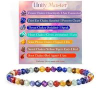 TOEECY Pulsera Chakras Mujer de Cristales de Piedras Curativas Pulsera de Cristal de la Suerte con Tarjeta Pulseras Personalizadas(A)