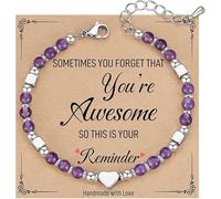 TOEECY Pulsera de cuentas de piedras naturales para mujer diseño delicado pulsera ajustable joyería artesanal pulsera de amistad pulsera con mensaje inspirador 150+ caracteres