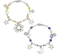 TOEECY Pulsera De Encanto Astronómico Para Mujeres Conjunto De 2 Pulseras De Estrellas Y Planetas Pulsera Ajustable Con Cuentas De Piedra Natural Joyería De Moda Para Damas