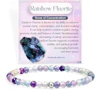TOEECY Pulsera De Fluorita Arcoíris Natural Hecha A Mano Con Cuentas Facetadas De 6 Mm Detalle En Plata S925 Pulsera Elástica Para Mujer Joyería De Piedras Naturales