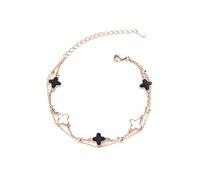 TOEECY Pulsera Doble Capa Trébol Plata 925 Malaquita Blanco Oro Rosa Ajustable Cadena Eslabones Joyería Mujer Elegante