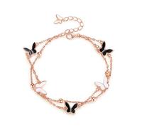 TOEECY Pulsera Mujer Mariposa 925 Plateada Perlas Ajustable Joyería Regalos Cumpleaños Graduación Joyería Madre Hermanas Brazalete Boda Niñas Novia Esposa Mamá (Rosa Oro)