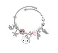 TOEECY Pulseras Niñas Gata Dibujos Animados Gato Rosa Pulseras Colgante Ajustable Brazalete Amistad Infantiles Joyería Regalos para Creativos Fiesta de Cumpleaños