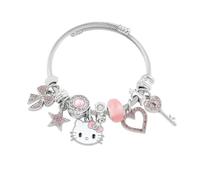 TOEECY Pulseras Niñas Gata Dibujos Animados Gato Rosa Pulseras Colgante Ajustable Brazalete Amistad Infantiles Joyería Regalos para Creativos Fiesta de Cumpleaños