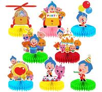 TOEECY Set de Ocho Piezas Baby Shower Payaso Mago Diseño Animal Oso Tigre Gato Elefante de Escritorio Decoracion de Panal para Fiesta Infantil